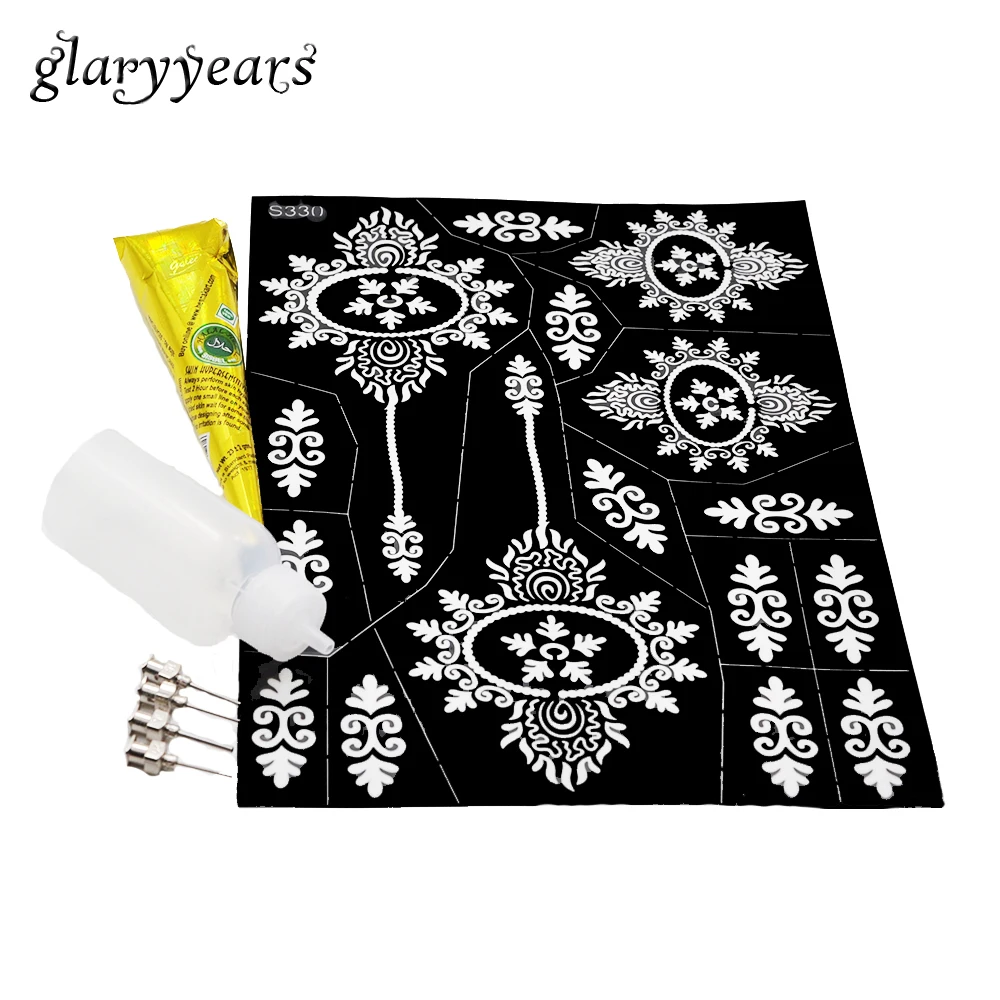 1 Набор инструментов для макияжа большой трафарет татуировок с хной