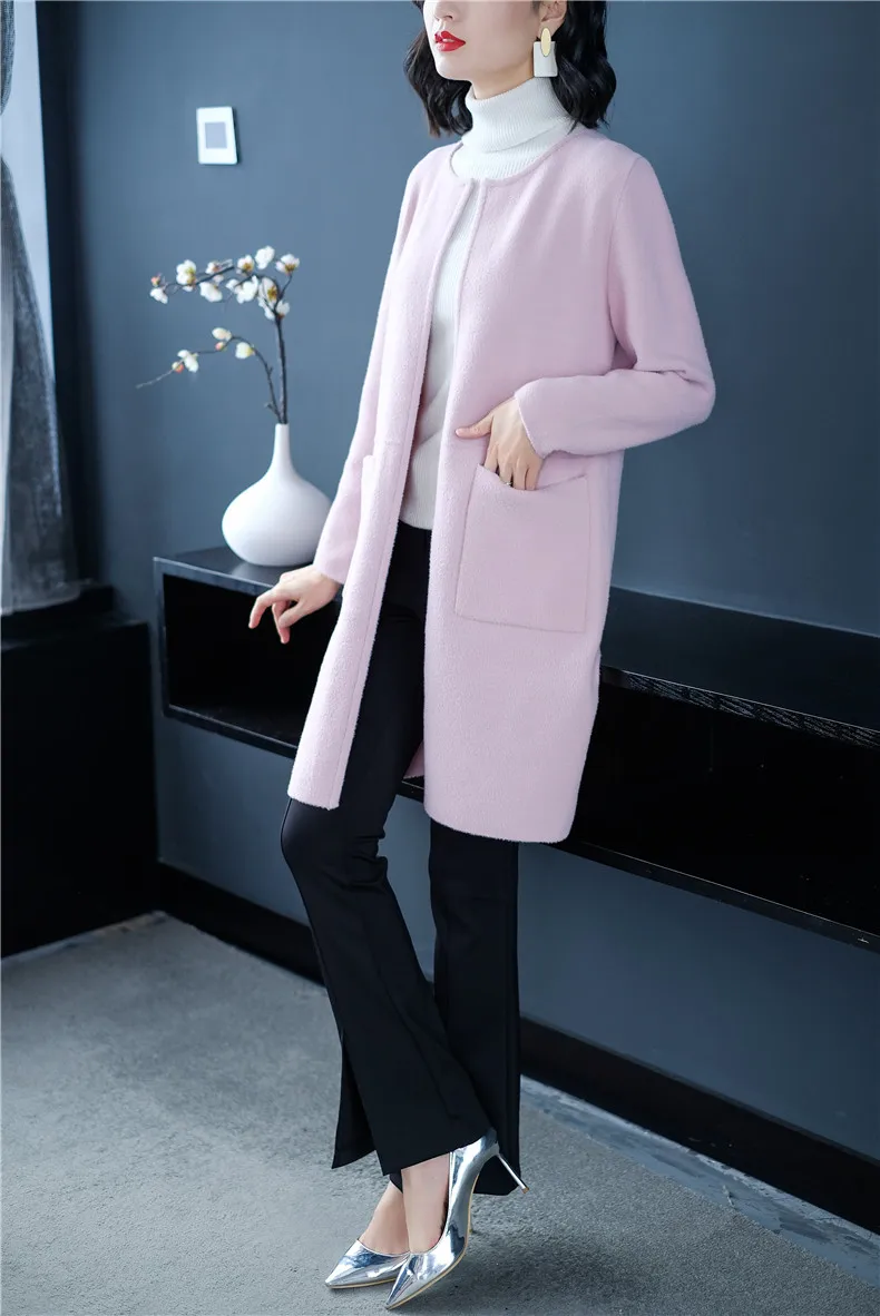 XJXKS abrigos mujer invierno новые модные простые женские шерстяные пальто шерстяное вязаное повседневное женское пальто-кардиган