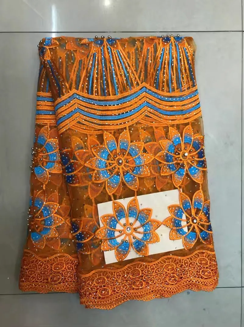 (5 yards/lot)Z1123-1 gut aussehende Franzosisch spitze stoff mit steine perle qualitat afrikanische tull fur party-kleid! | Дом и сад