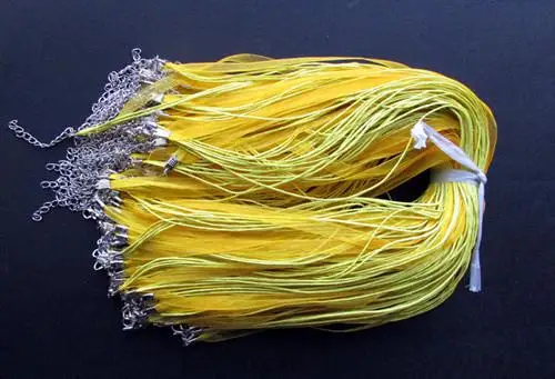 as picture 10 шт./лот, разные цвета, лента из органзы, ожерелье, шнур с застежкой-лобстером, для изготовления ювелирных изделий DIY, FK-1 - Окраска металла: as picture