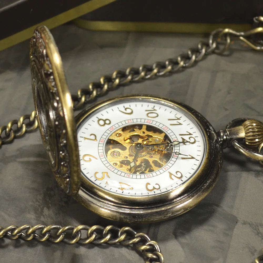 Роскошные модные антикварные Механические карманные часы-скелетоны в стиле