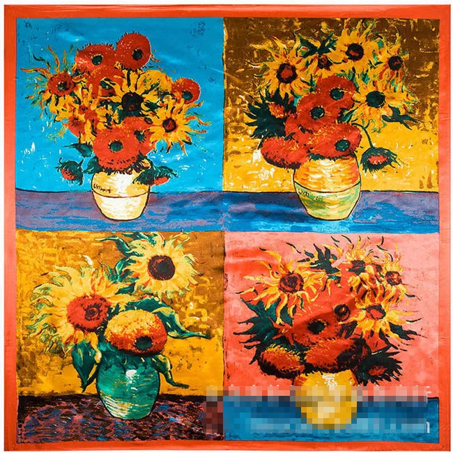 Квадратные шарфы из высококачественного искусственного шелка шаль большого