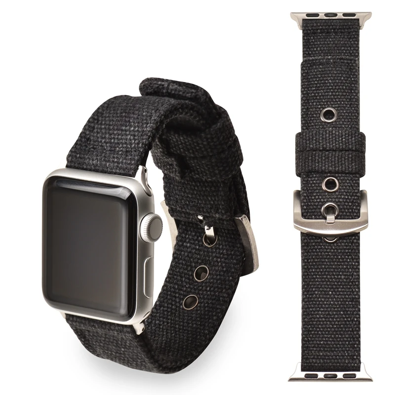 Военный Камуфляжный холщовый ремешок для Apple Watch 42 мм 38 мм спортивный браслет для iWatch серии 1 2 3 Аксессуары для часов