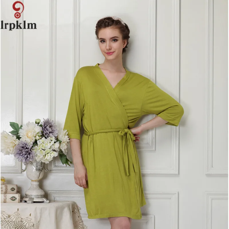 Халат модал для ванной женщин кимоно короткие халат женский Сексуальная пижамы