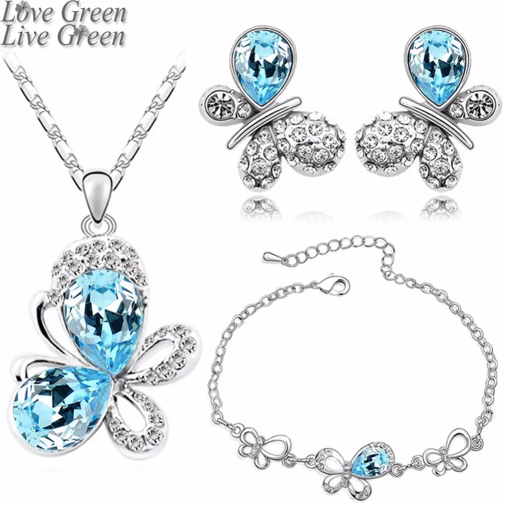 Комплект из колье серёг и браслета с австрийским кристаллом|jewelry swivel|necklace pyramidjewelry