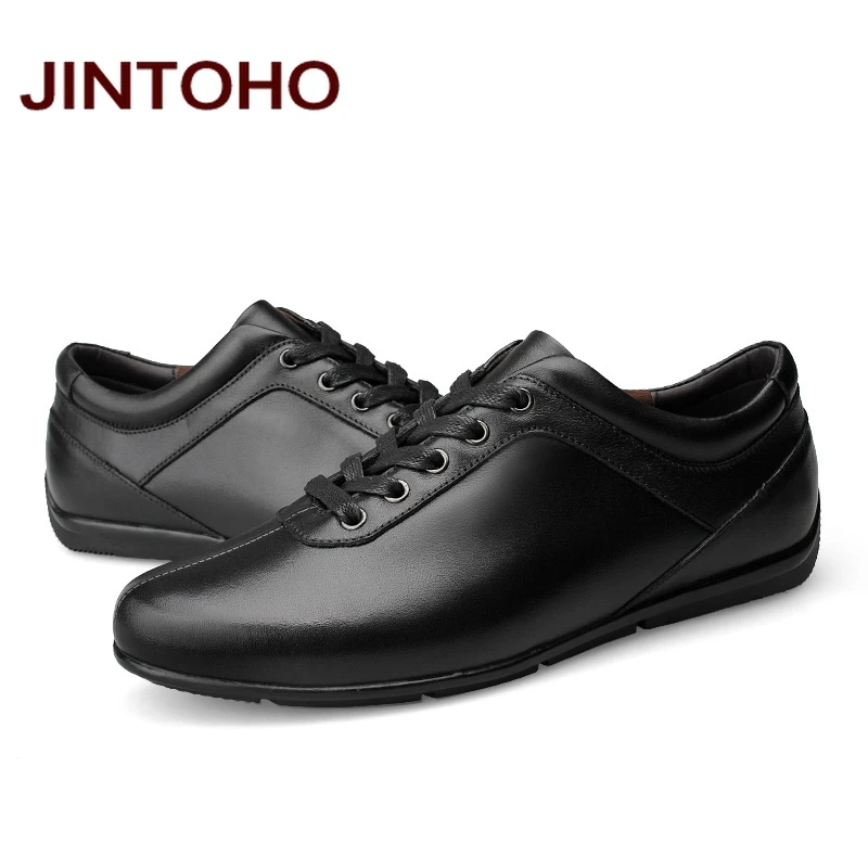 Мужские Кожаные Мокасины JINTOHO из натуральной кожи с блестками на плоской подошве