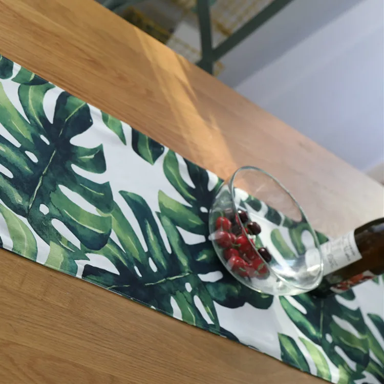 Зеленый, с большими листьями, настольная дорожка, Decoracion Mesa Hogar, хлопок, лен, Chemin De table Tafelloper, вечерние, Декор
