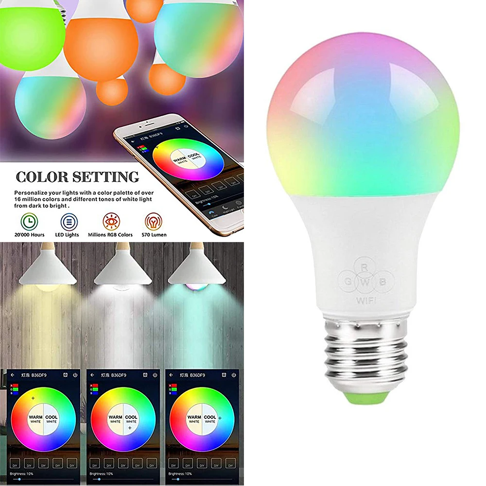 Волшебный RGB умный wifi светодиодный светильник лампа 4,5 Вт E27 умный дом Bluetooth светильник ing лампа с регулируемой яркостью для дома отеля