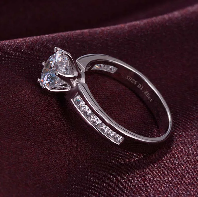 7 мм центральный камень классические шесть когтей женское циркониевое кольцо