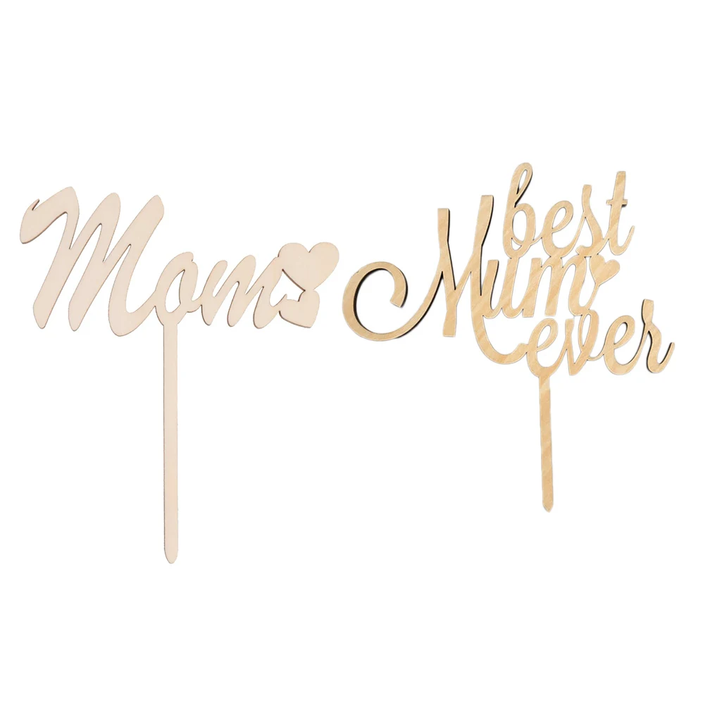 Лидер продаж деревянные украшения для торта на День Матери вечерние