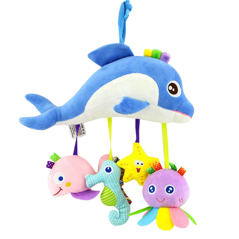 Ocean Игрушки для новорожденных мягкий милый плюшевый дети мультфильм животное для ребенка погремушка Мобильная коляска подвесная детская кроватка развивающие игрушки жираф - Цвет: Ocean