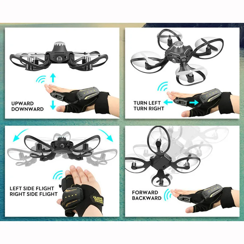 Мини Складная перчатка с ручным датчиком Wi Fi RC вертолет игрушки HD камерой датчик