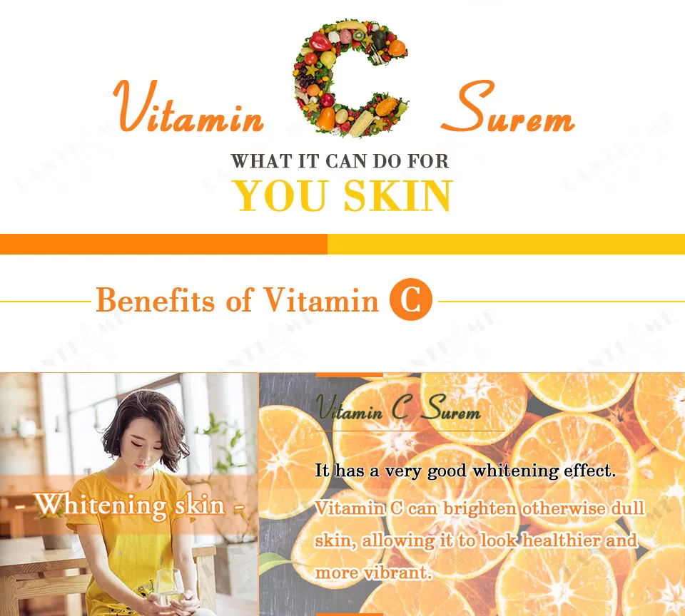 

Face Facial Vitamin C Serum with Hyaluronic Acid Anti-wrinkle Aging Moisturizing Whitening Brighten Skin Care 10ml/pc