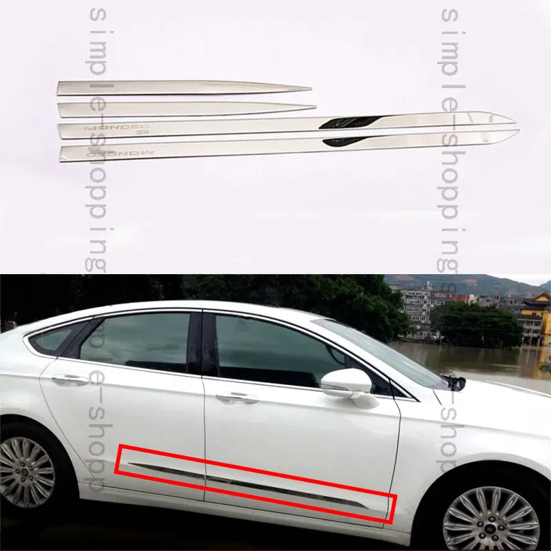 4X нержавеющая дверь корпус двери боковая формовочная Накладка для Ford Fusion Mondeo 13-15