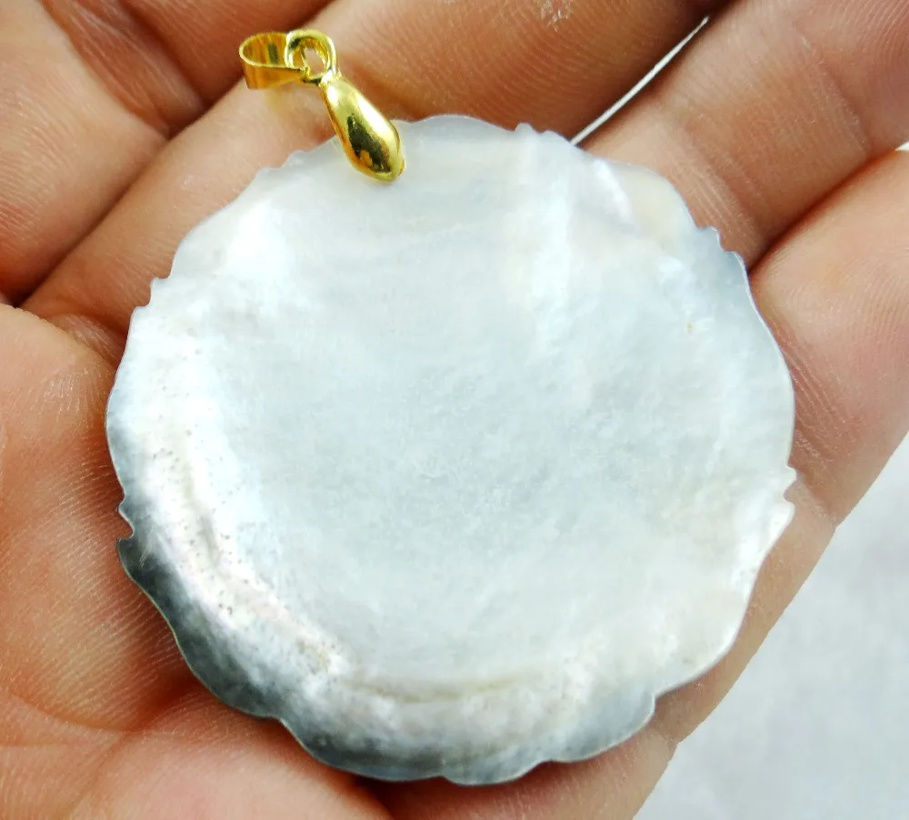 5 шт. подвеска для колье в виде ракушки с натуральным пресноводным цветком 45*45 мм