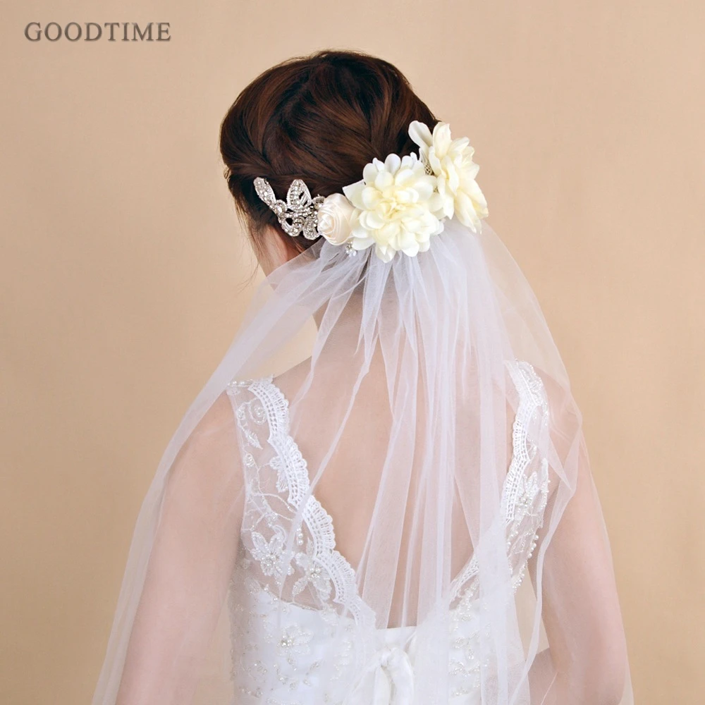 Фата свадебная с гребнем фата цветами и кристаллами для свадебвечерние платья