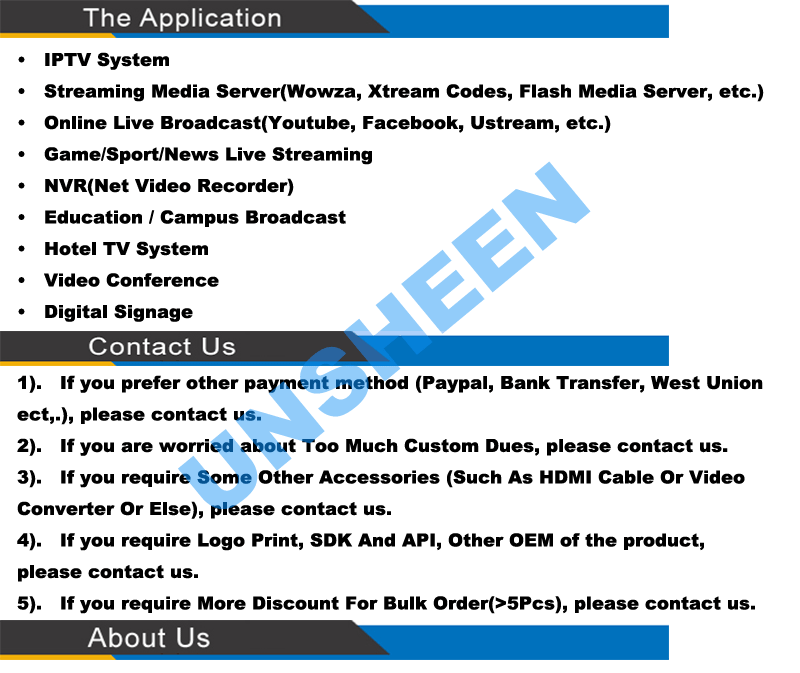 Unisheen H.264 IPTV видео кодировщик 2,4G 5,8G wifi HDMI vmix wowza youtube facebook ip rtmp прямая передача