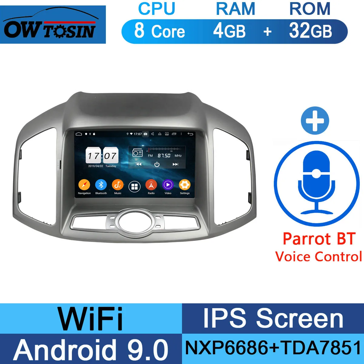 32G Parrot BT " ips 1920*1080 8 Core 4G ram+ 64G rom Android 9,0 автомобильный dvd-плеер для Chevrolet Captiva 2011- DSP радио gps Parrot BT Adas - Цвет: 32G Parrot BT