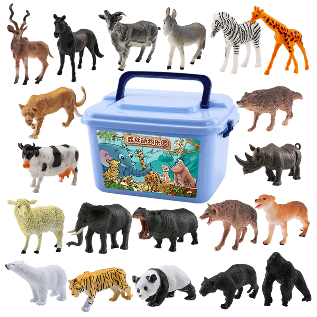 44Pcs дикие животные игрушка Моделирование животных модель детей раннее Когнитивное обучение игрушка, игрушечный набор-случайный цвет