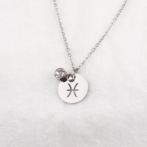 12 Fnixtar камень рождения знаки Зодиака Подвески ожерелье зеркало польский нержавеющая сталь 12 Созвездие подвеска ожерелье 12 шт./лот - Окраска металла: 12