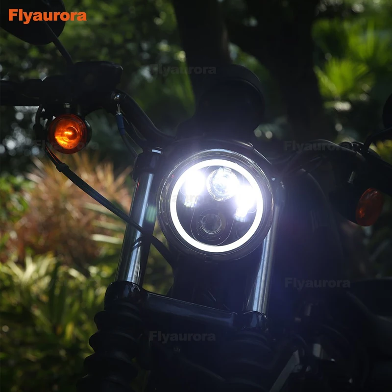 Flyaurora 1 шт мотоцикла LED Ангел глаз Высокая ближнего света фар лампа универсальный