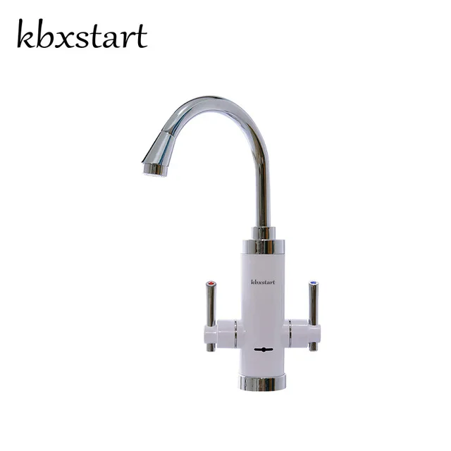 F6 White Кран для кухни с двойным переключателем для горячей и холодной воды, безрезервуарный водонагреватель, вращающаяся на 360 градусов Труба для горячей воды, быстрый нагрев, Биб-краны - Цвет: F6 White