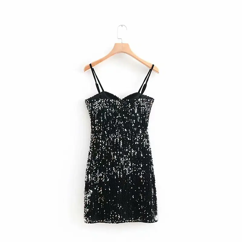 Женские винтажные пикантные Блестки без бретелек на бретельках мини-платье