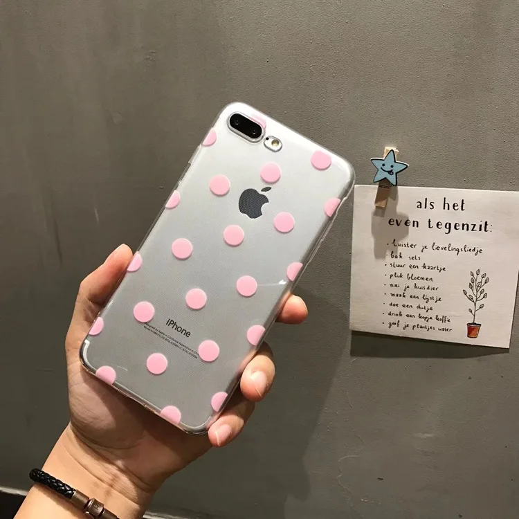 Милые прозрачные чехлы из ТПУ в горошек для телефонов iphone XS Max X XR мягкий чехол 6 6s 7