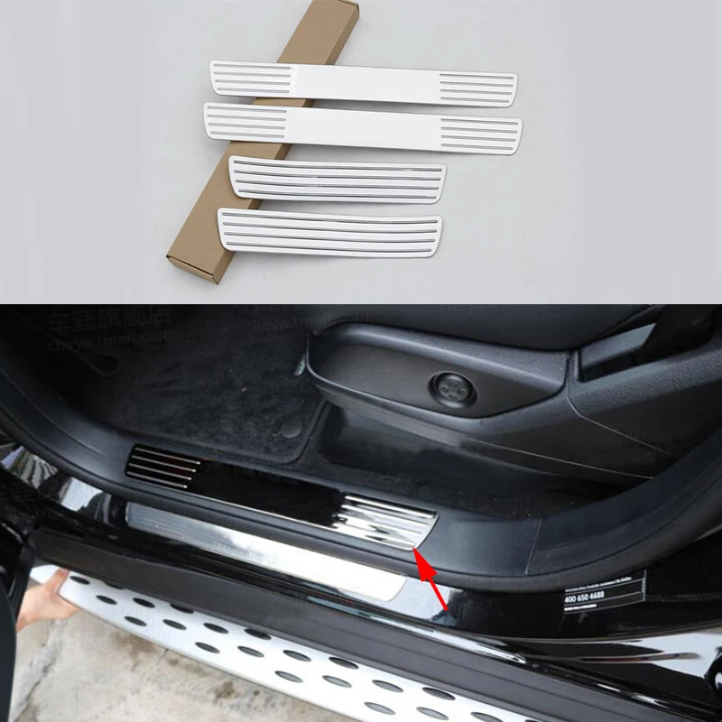 Внутренняя крышка порога из хромированной нержавеющей стали 4 шт./компл. для Mercedes