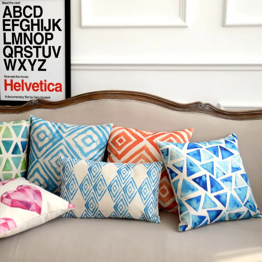 Акварельная подушка Скандинавская простая абстрактная Геометрическая