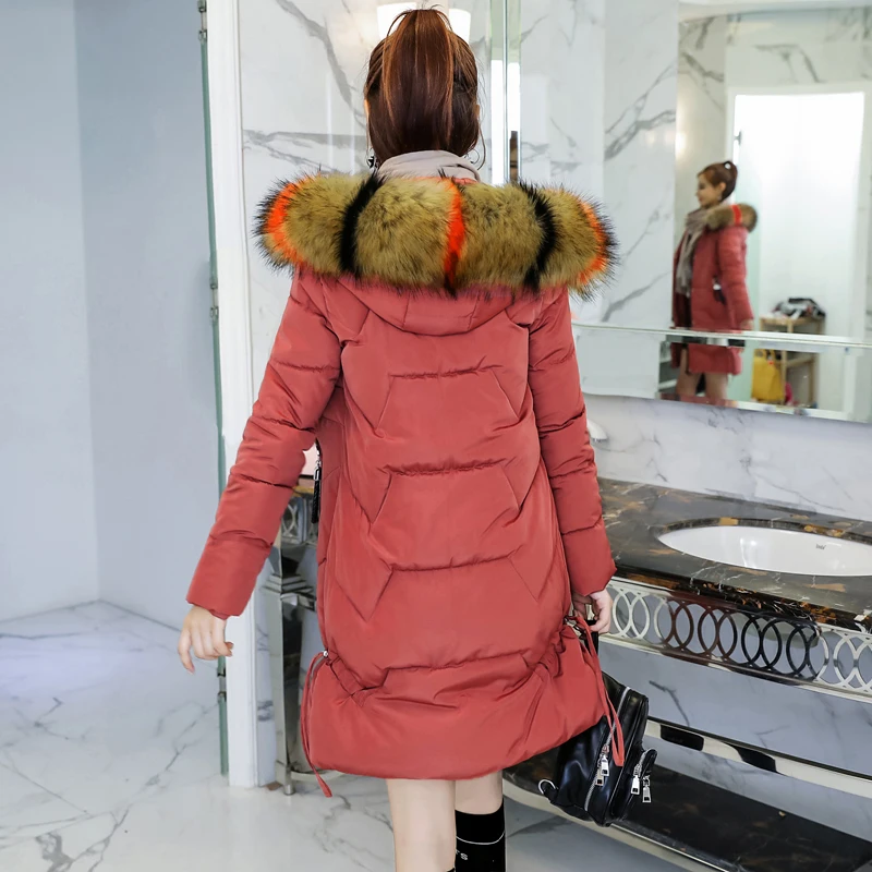 Высококачественная зимняя женская теплая утепленная куртка с меховым капюшоном