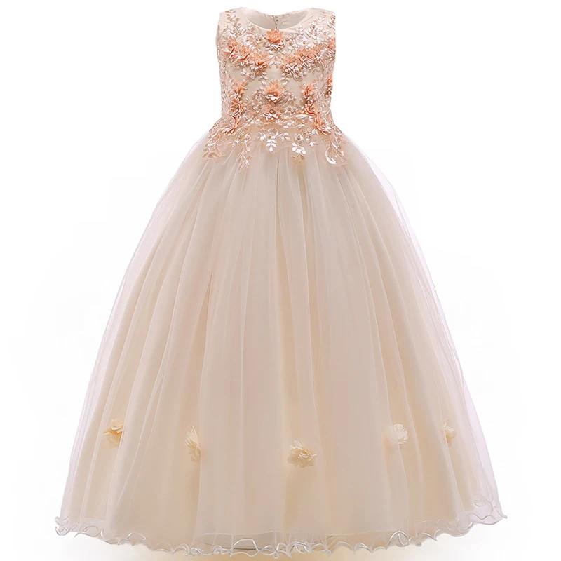 New Flower Girls Dress 2020 Summer Wedding Pearl Party Kids Dresses For Princess Children Clothing Christmas Costume | Детская одежда и