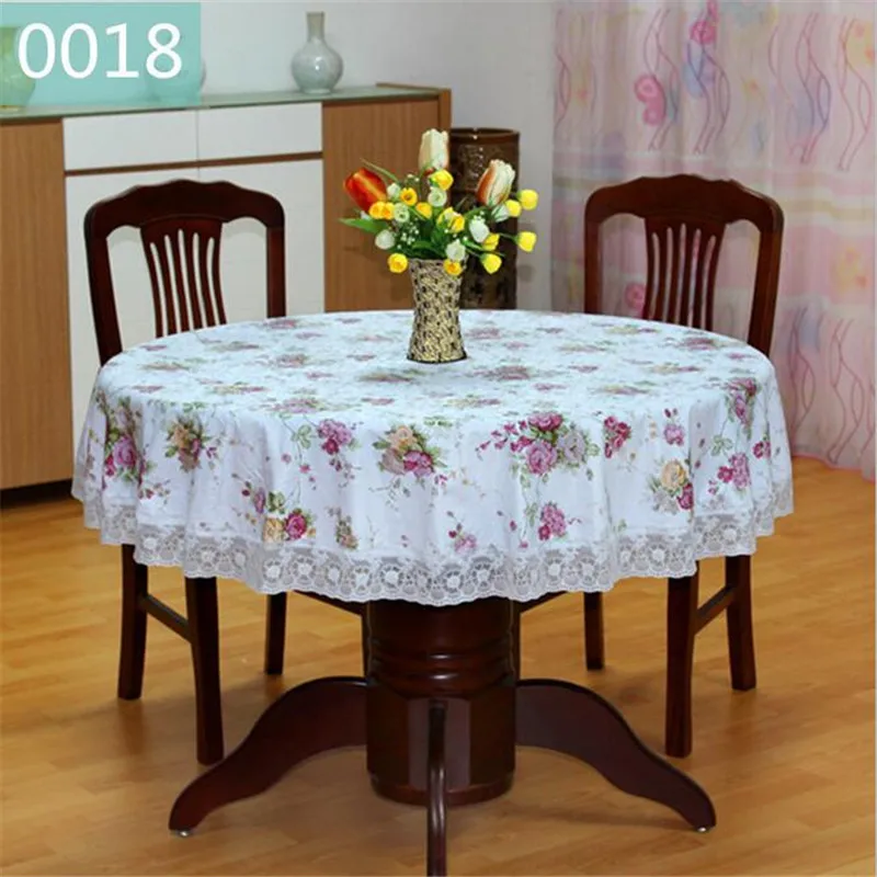 1Pcs Rural style PVC thickening Round tablecloth lace printing waterproof and oil table cloth Tea | Дом и сад