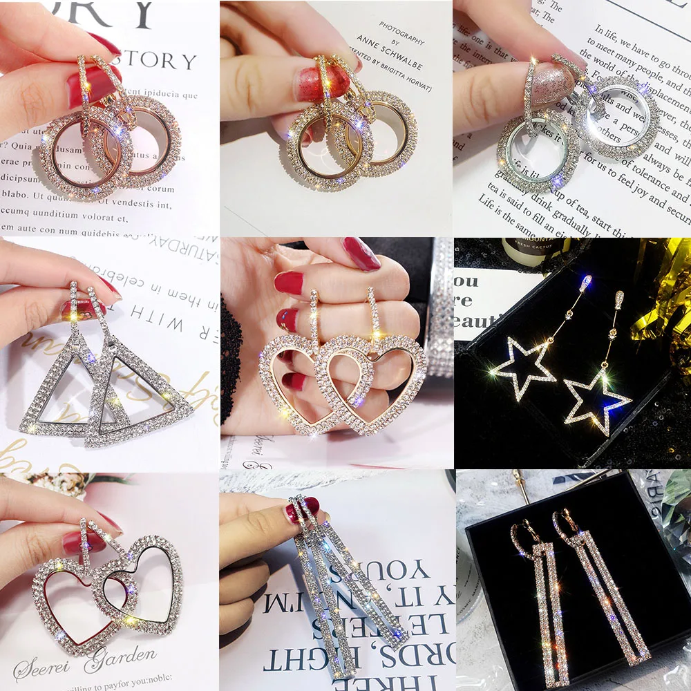 IPARAM модные роскошные стразы серьги-подвески для женщин Кристалл Золотой Цвет