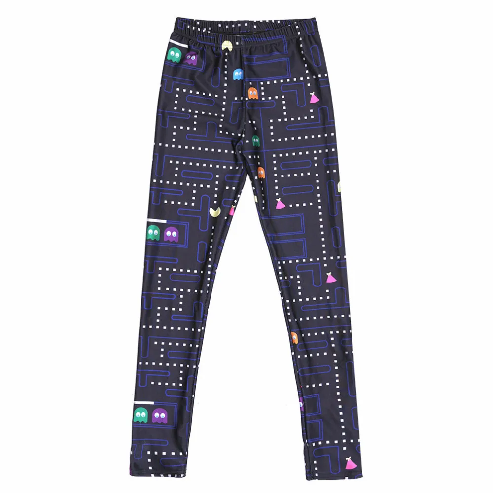 Женские штаны с космическим принтом леггинсы для фитнеса Muz man PAC MAN женские