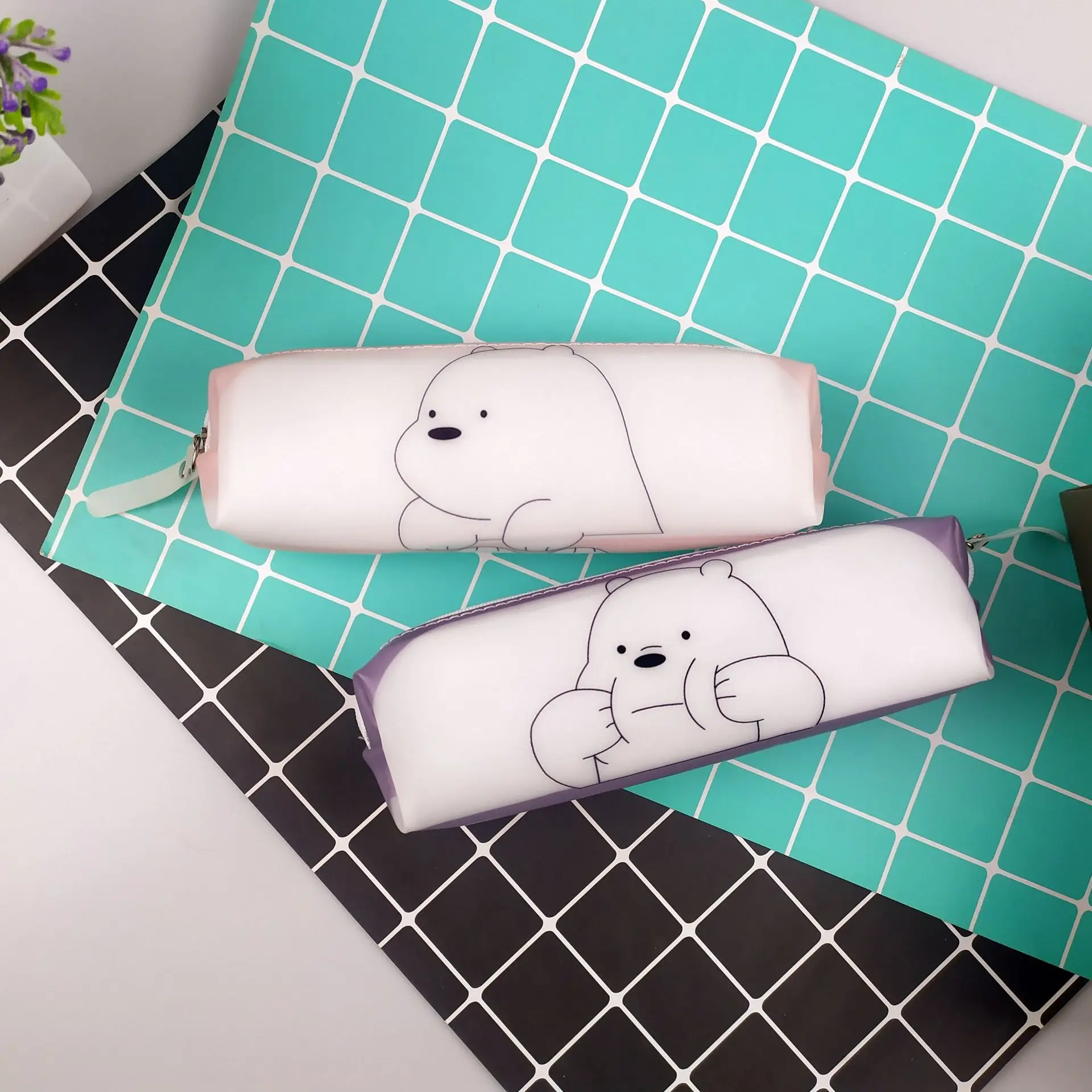 Чехол карандаш с рисунком медведя панды милая Большая вместительная сумочка для