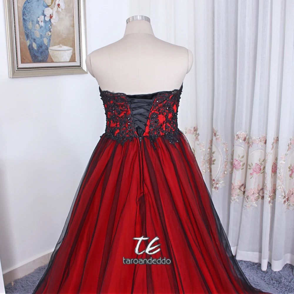 Свадебное платье в готическом стиле с Цвет Милая кружево на спине Длинные Черный