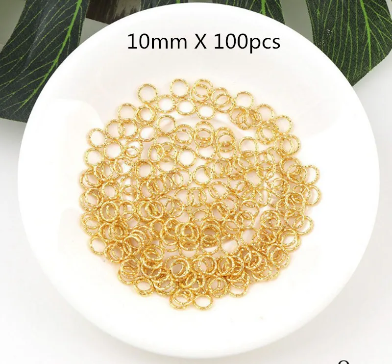 10mm Gold 100 шт., 8, 10, 12, 15, 18, 20 мм, скрученные круглые сливы, цветок, закрытые кольца, соединитель для самодельных шармов, бусины-разделители, фурнитура для ювелирных изделий - Цвет: 10mm Gold