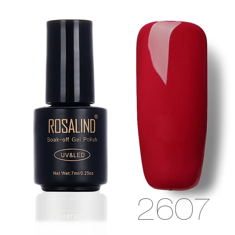 2607 ROSALIND 7 мл красный цвет серии Гель-лак для ногтей УФ светодиодный отмачиваемый Гель-лак для ногтей Vernis Полупостоянный УФ-гель для ногтей - Цвет: 2607