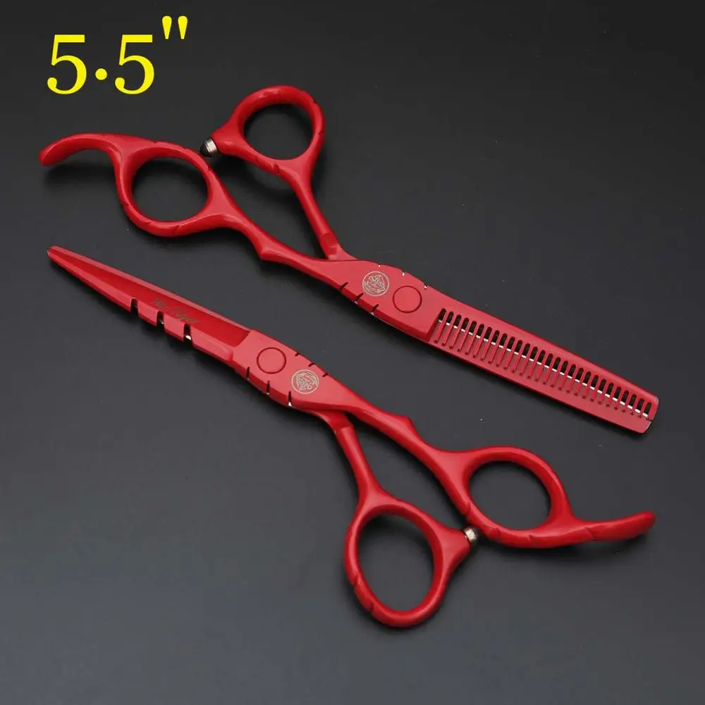 2 scissors Япония 5,5/6,0 Горячие Профессиональные парикмахерские ножницы, парикмахерские ножницы, набор для стрижки волос, парикмахерские ножницы для прореживания, салонный инструмент - Цвет: 2 scissors