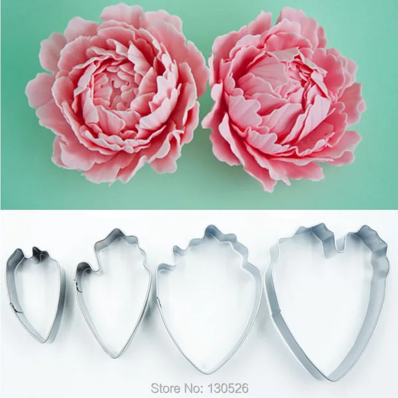 

4pcs/set Fondant Cake Decoration Floral Peony Petals Cutter Fondant Mold Stainless Steel Wedding Decor DIY Cake Decorating Tools