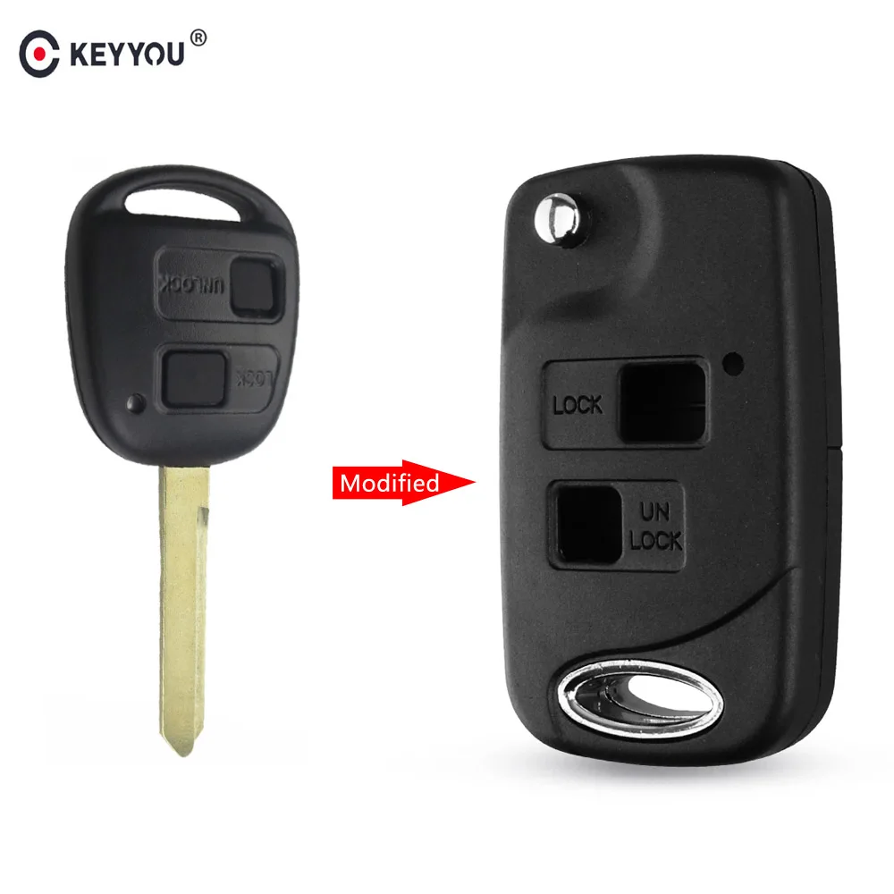 KEYYOU Складной флип 2 кнопки дистанционного ключа оболочки для Toyota RAV4 Avalon Echo Prado Tarago Camry Tarago TOY43/TOY47 Fob чехол - Количество кнопок: TOY47