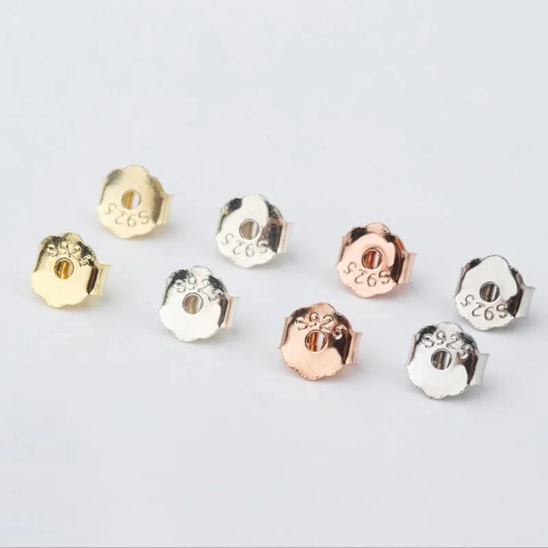 10pcs 925 Sterling Silver Butterfly Earring Back Stoppers Post Stud Earrings Backs Women Jewelry for DIY Earring Making Z949 hot brand pure 925 sterling silver earring for women lozenge earrings screw back earrings square cut stud earrings party jewelry
