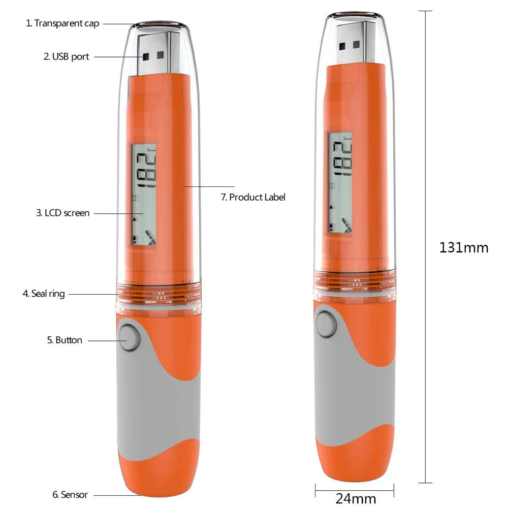 Регистратор данных влажности и температуры RC 51H Waterproof USB PDF Temp регистратор тестер
