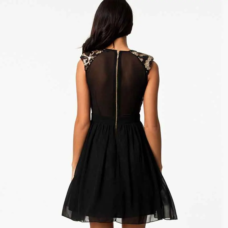 Женское платье летнее женское прозрачное Сетчатое лоскутное с блестками