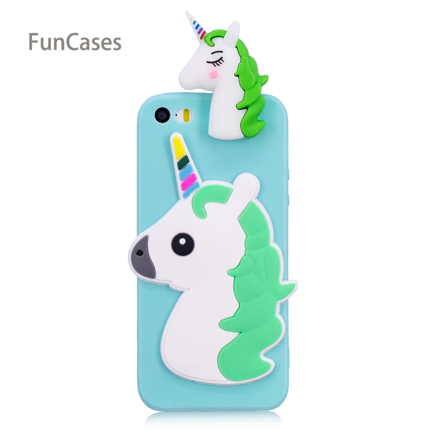 3D Единорог чехол для телефона СПС Coque iPhone 5 Мягкая силиконовая задняя крышка