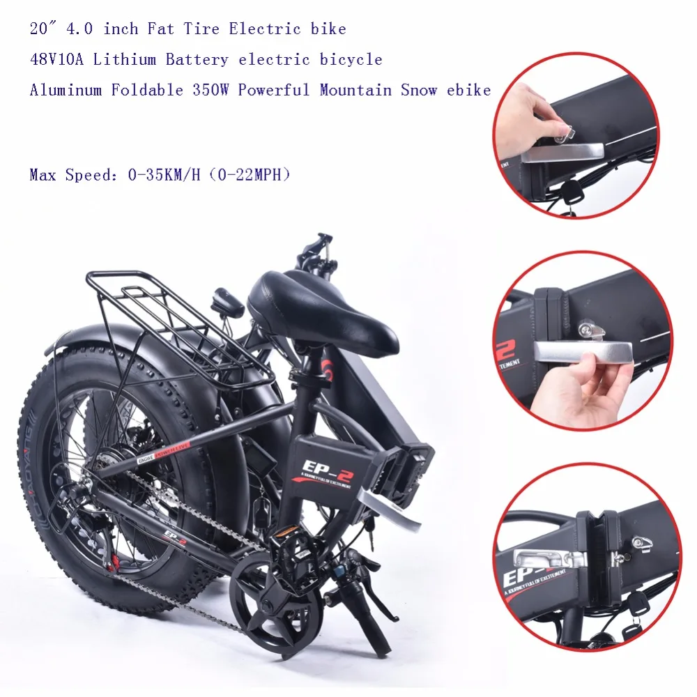 Электрический велосипед 20 &quot4 0 Fat Tire Алюминиевый складываемый 48V12A литиевая