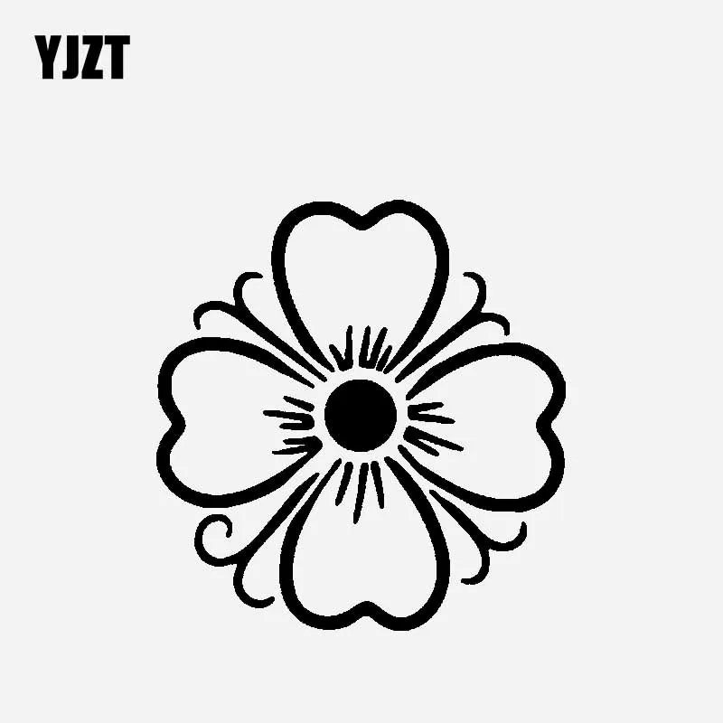 

YJZT 13 см * 13,7 см Автомобильная наклейка, Виниловая наклейка с изображением цветка, креативный дизайн, черный/серебристый цвет