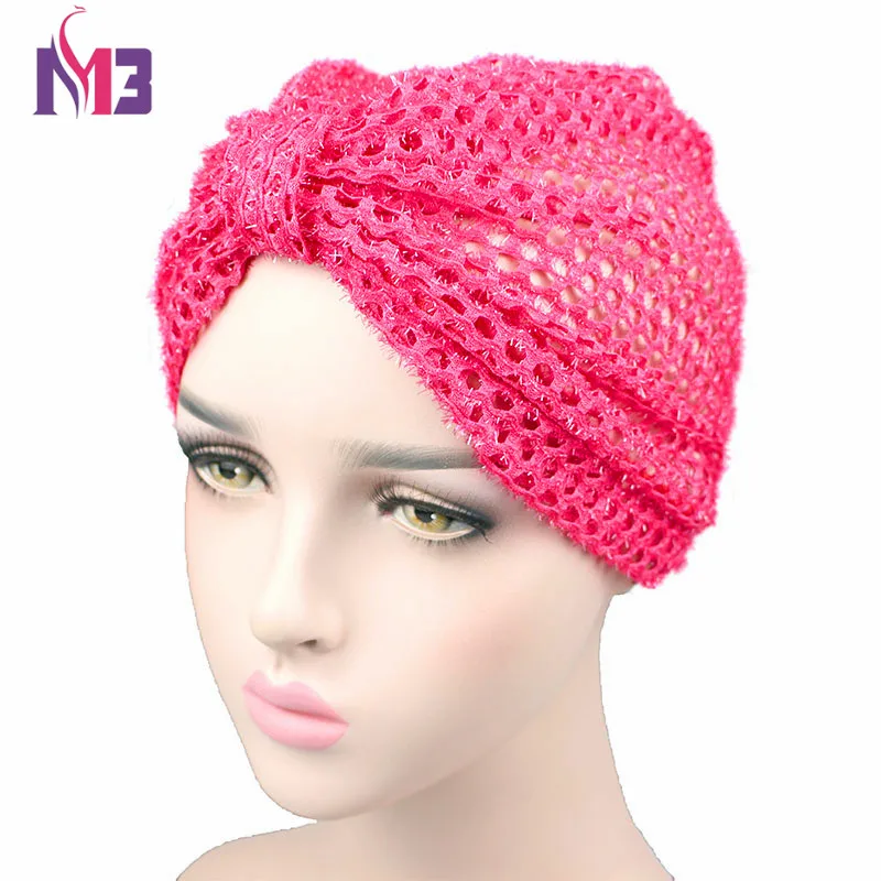 Новое поступление модной летней женской головной повязки с блестящим дышащим отверстием, аксессуарами для волос хиджаб тюрбан.