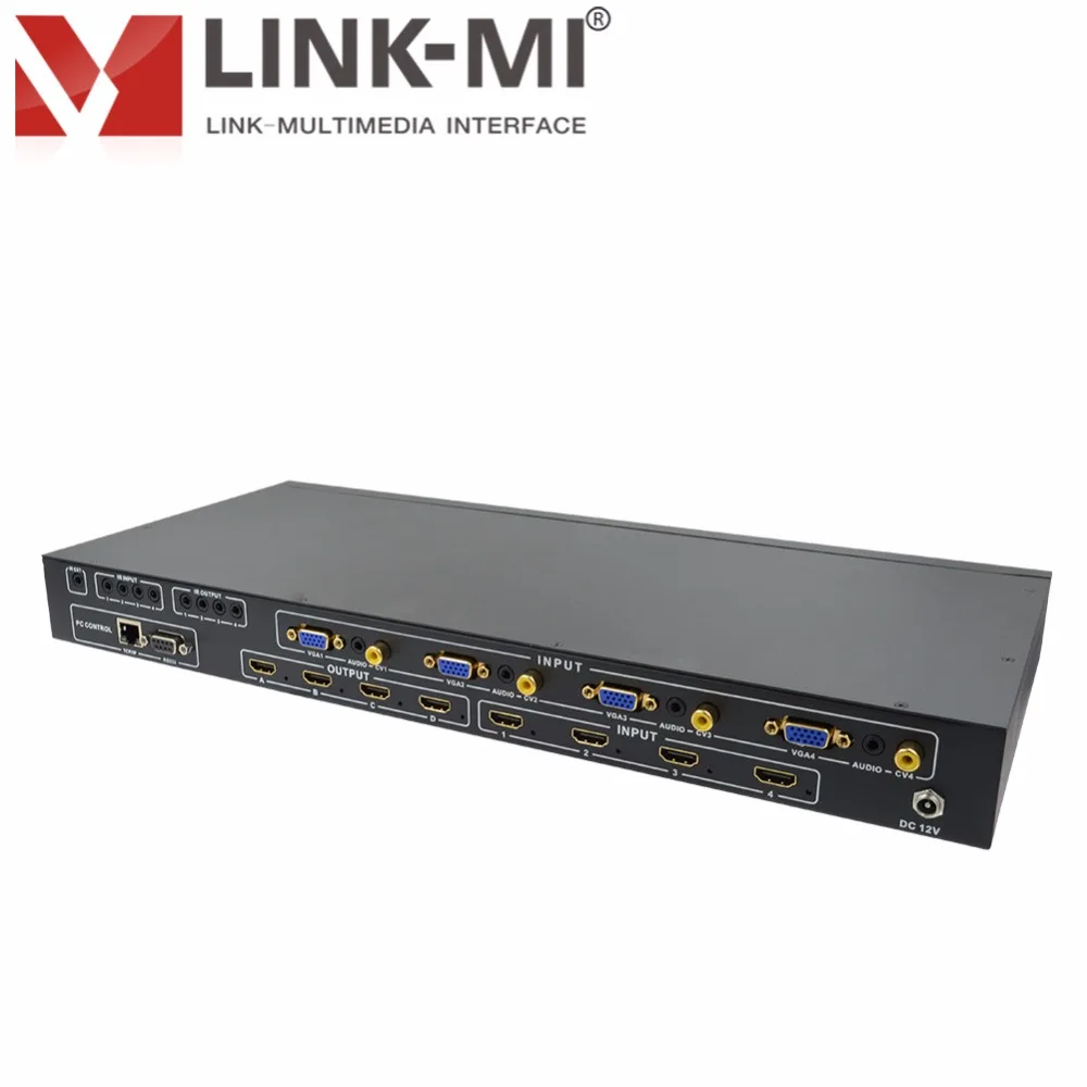 Фото Матричный коммутатор H944F 4x4, LINK-MI, 2x2, настенный видеоконтроллер 4x1, мультипросмотрщик, HDMI, VGA, AV вход, умный процессор EDID, ИК RS-232, TCP №4